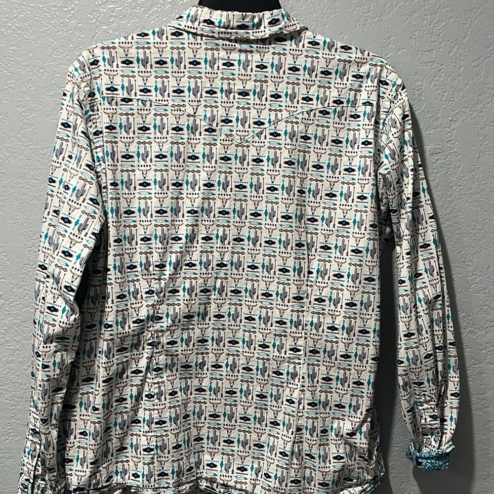 Panhandle Women's White Patterned Button-Up Shirt - image 6